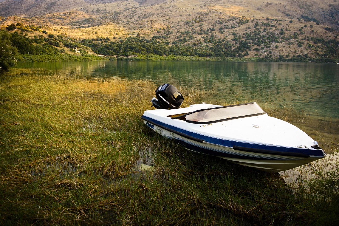 A boat on Lake Kournas, Crete